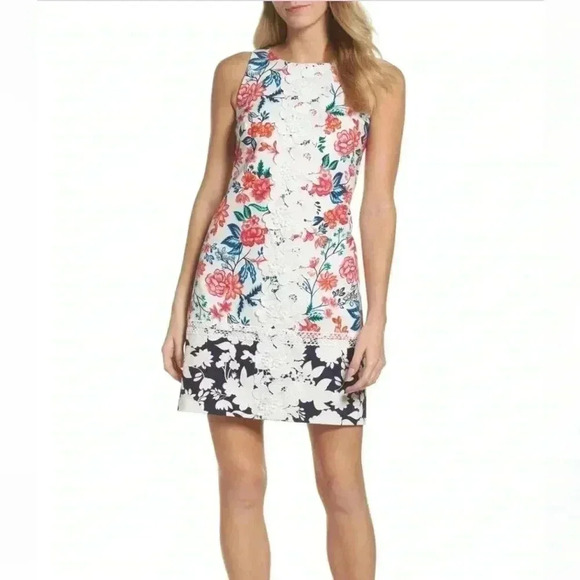 Eliza J Floral Lace Spring Shift Dress Sz 6 - Picture 2 of 10
